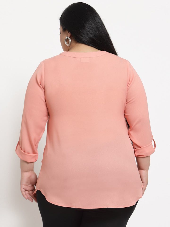 Plus Size Women  Peach Solid Top