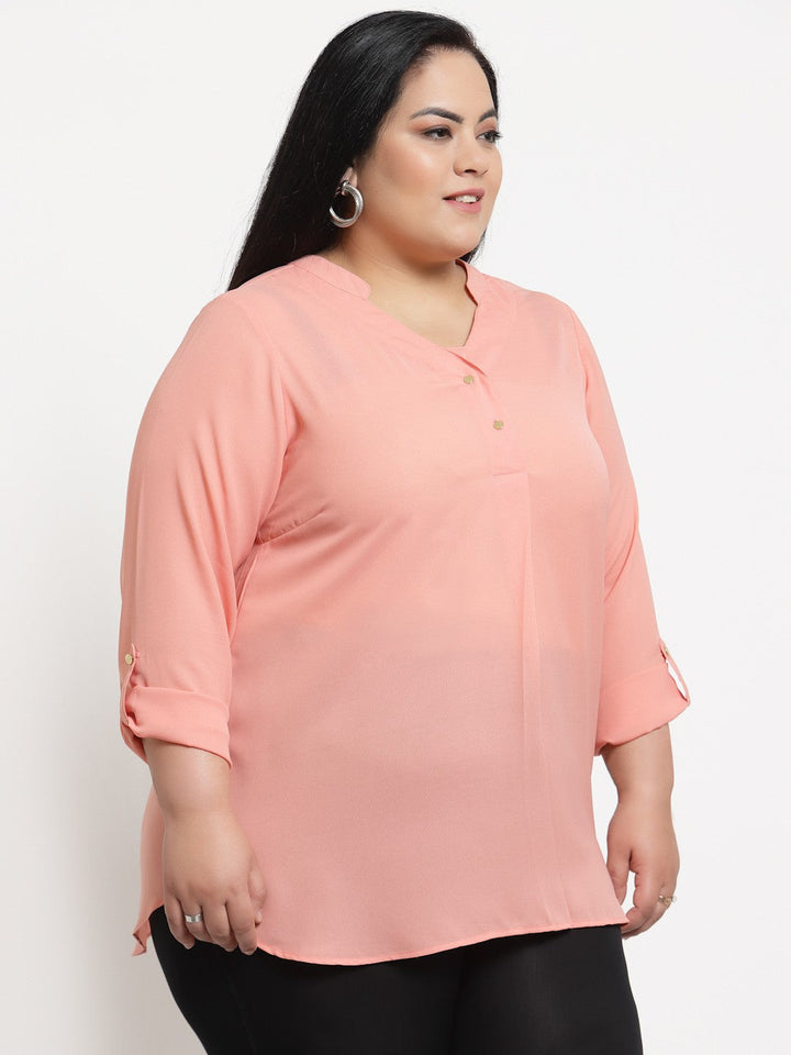 Plus Size Women  Peach Solid Top