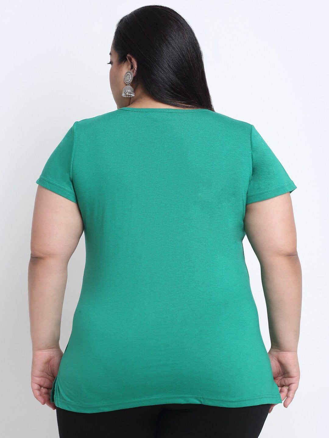 Plus Size Women  Green Cotton T-shirt