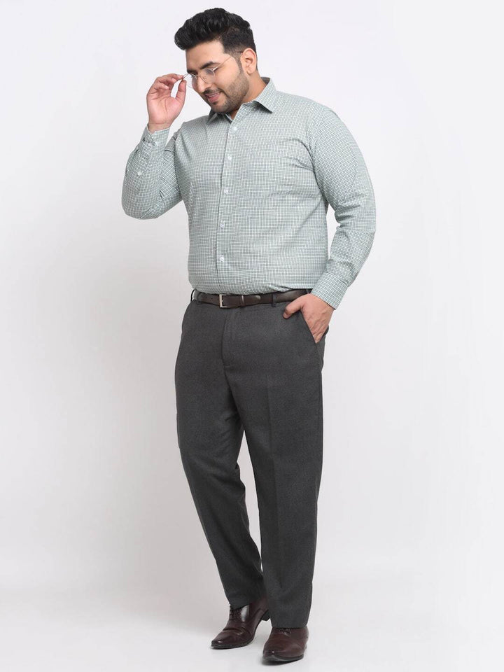Plus Size  Micro Checks Cotton Formal Shirt