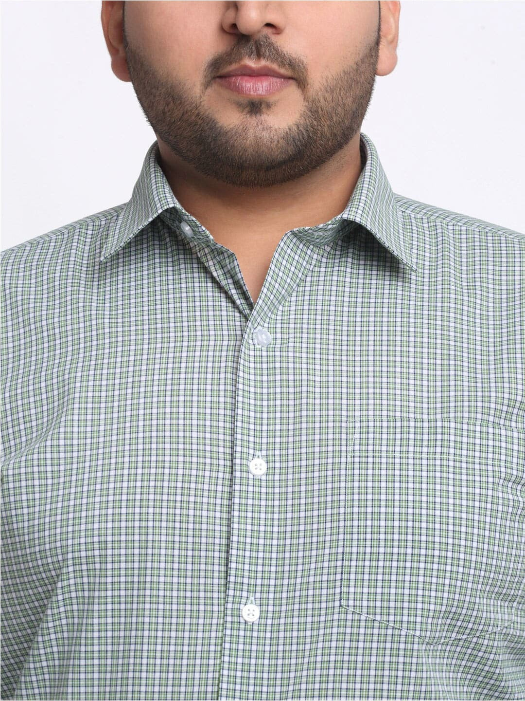 Plus Size  Micro Checks Cotton Formal Shirt