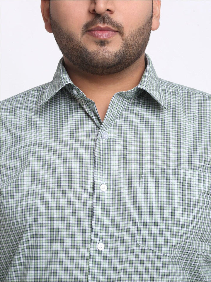 Plus Size  Micro Checks Cotton Formal Shirt