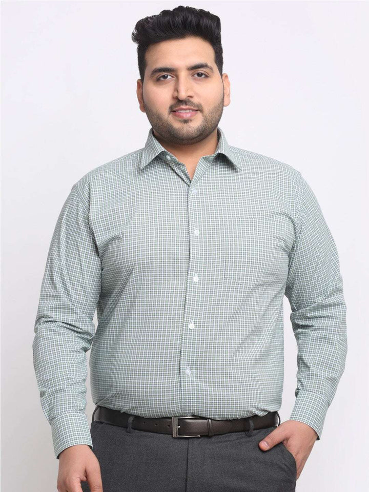 Plus Size  Micro Checks Cotton Formal Shirt