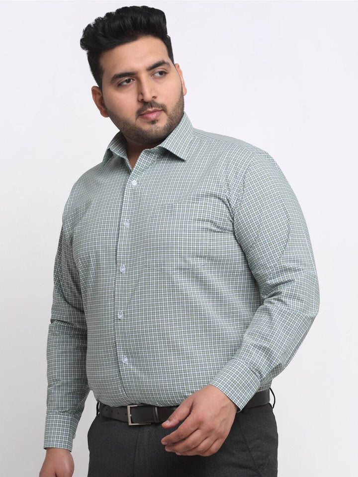 Plus Size  Micro Checks Cotton Formal Shirt