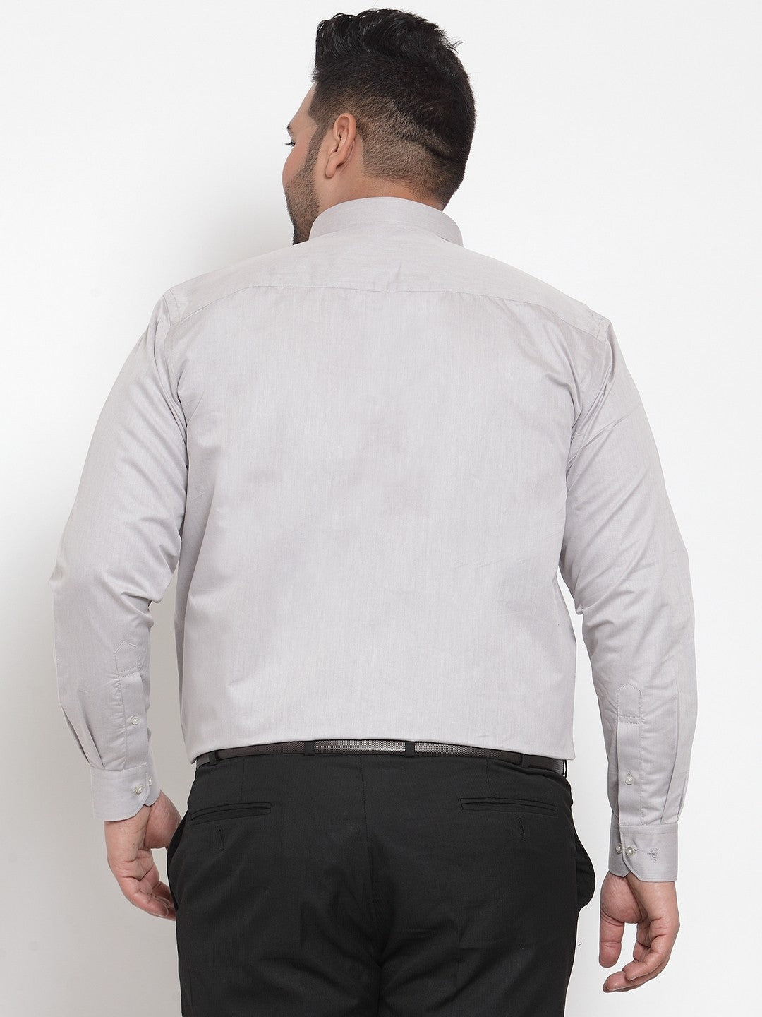 Plus Size Men Grey Comfort Regular Fit Solid Formal Shirt
