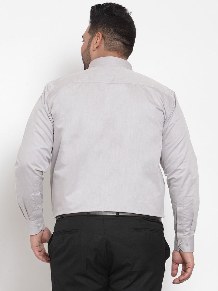 Plus Size Men Grey Comfort Regular Fit Solid Formal Shirt