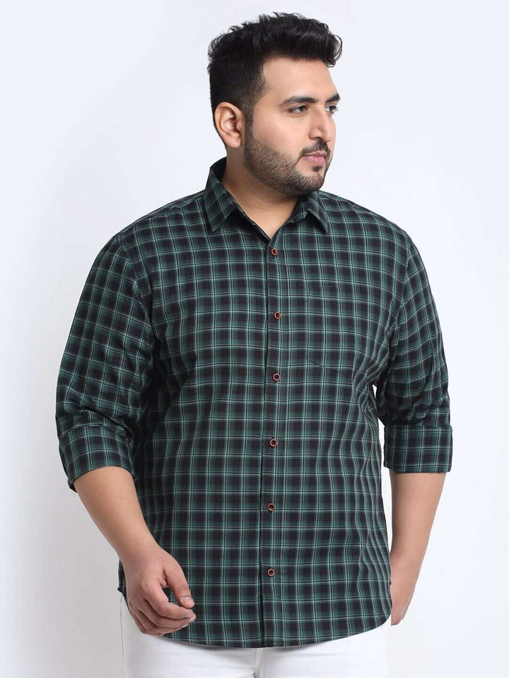 Plus Size   Tartan Checked Casual Cotton Shirt