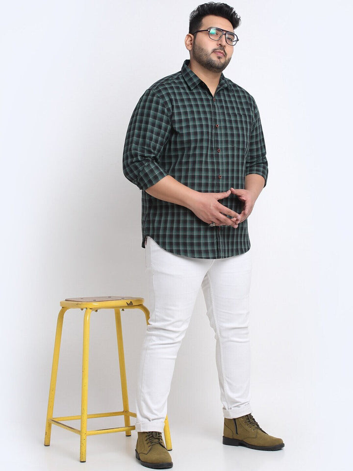 Plus Size   Tartan Checked Casual Cotton Shirt