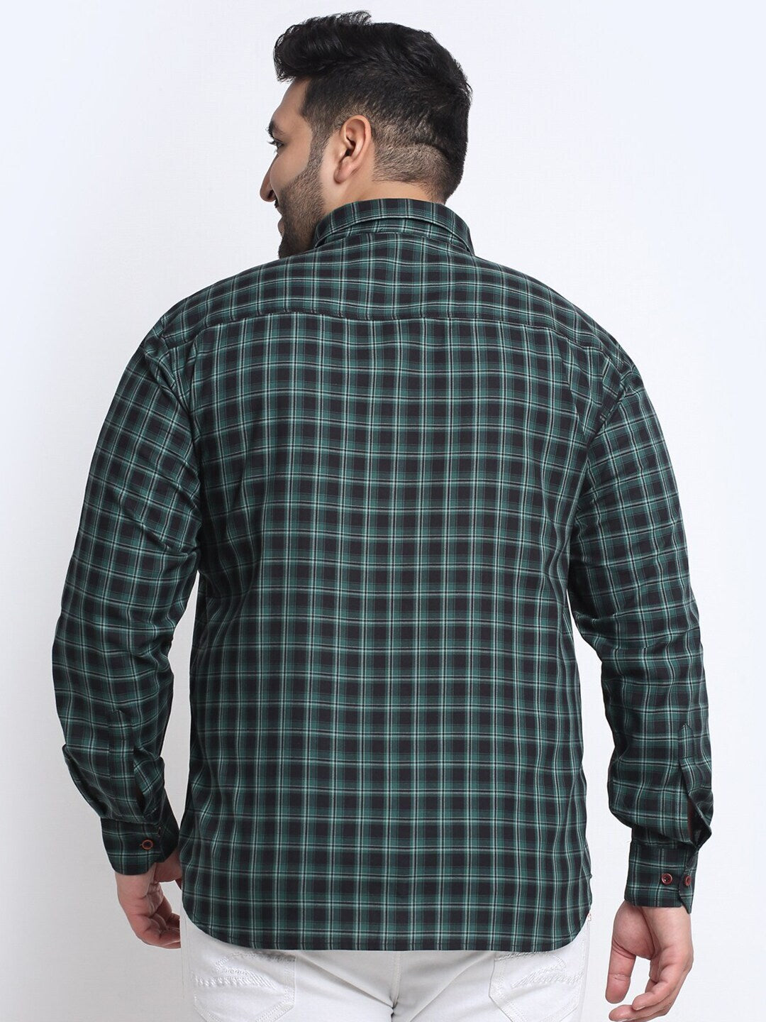 Plus Size   Tartan Checked Casual Cotton Shirt