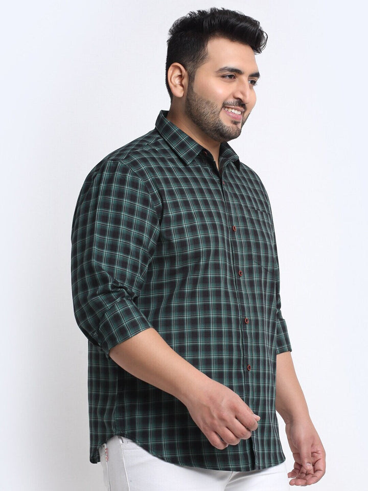 Plus Size   Tartan Checked Casual Cotton Shirt