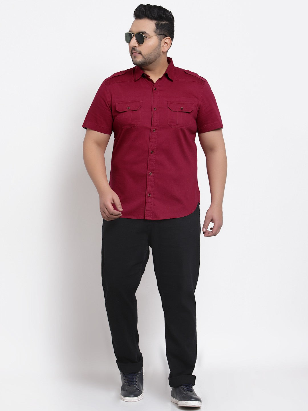 Plus Size Men Cargo Casual Shirt