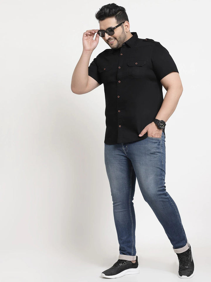 Plus Size Men Cargo Casual Shirt