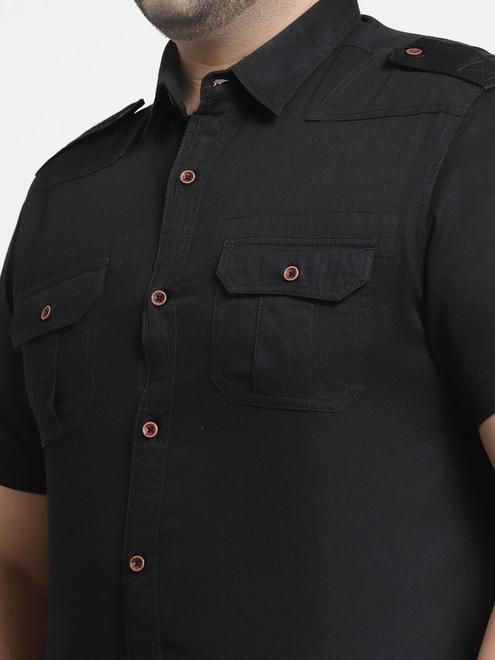 Plus Size Men Cargo Casual Shirt