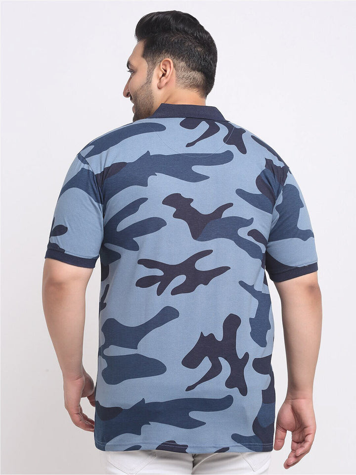 Plus Size  Camouflage Printed Polo Collar Cotton T-shirt