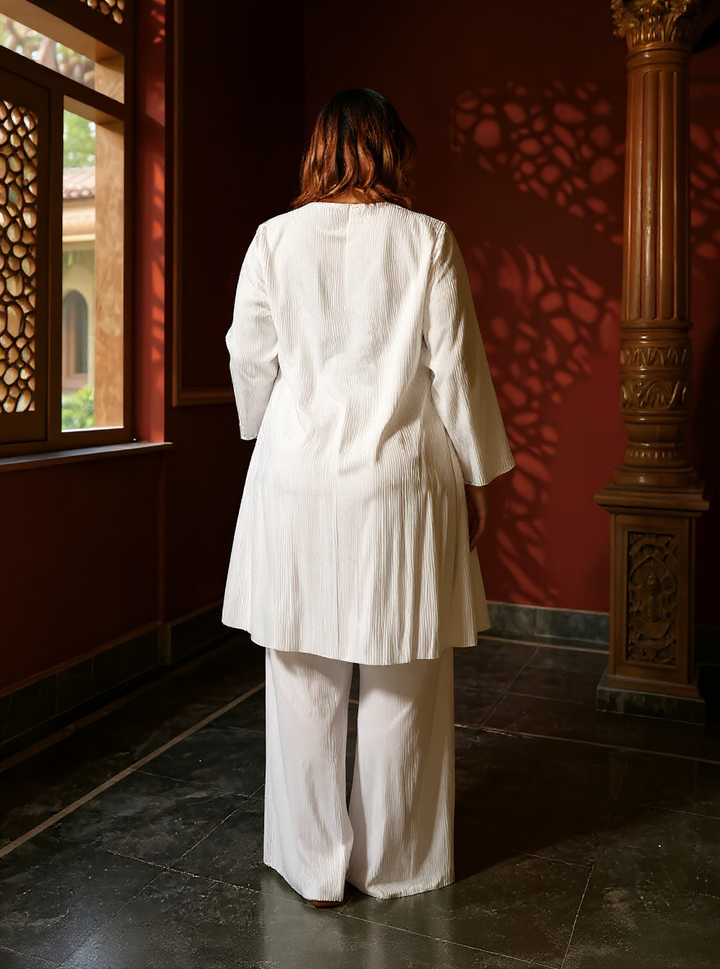 Solid Pleated Kurta Set