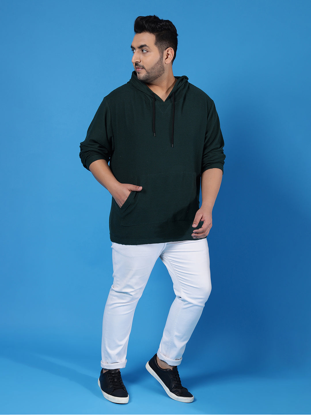 Solid Full Sleeve Hooded Sweatshirt