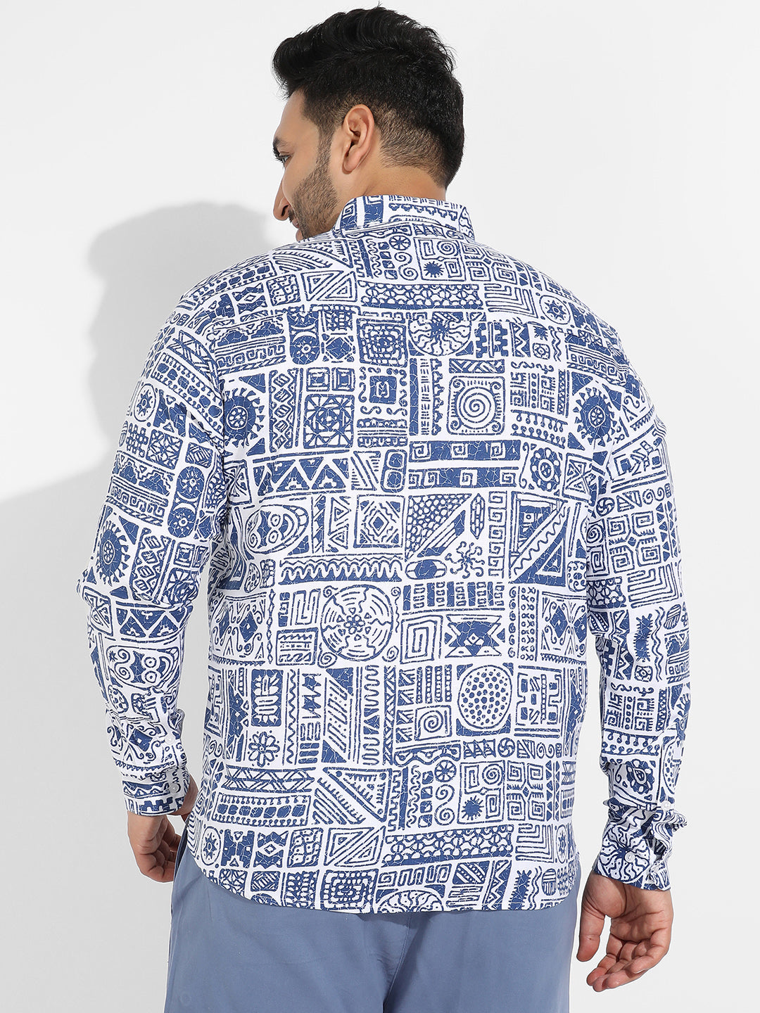 Indigo Blue Contrast Aztec Shirt
