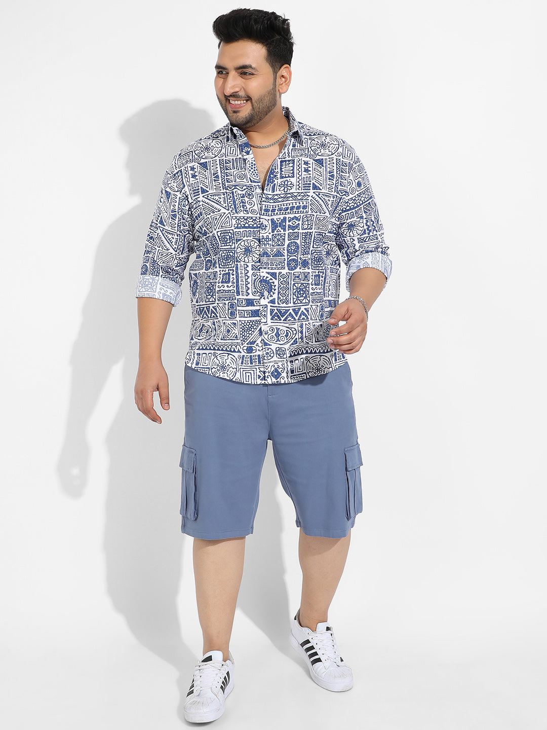 Indigo Blue Contrast Aztec Shirt