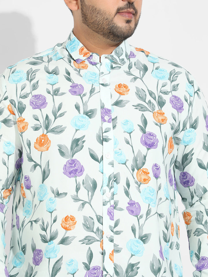 Rose Garden Print Button Up Shirt