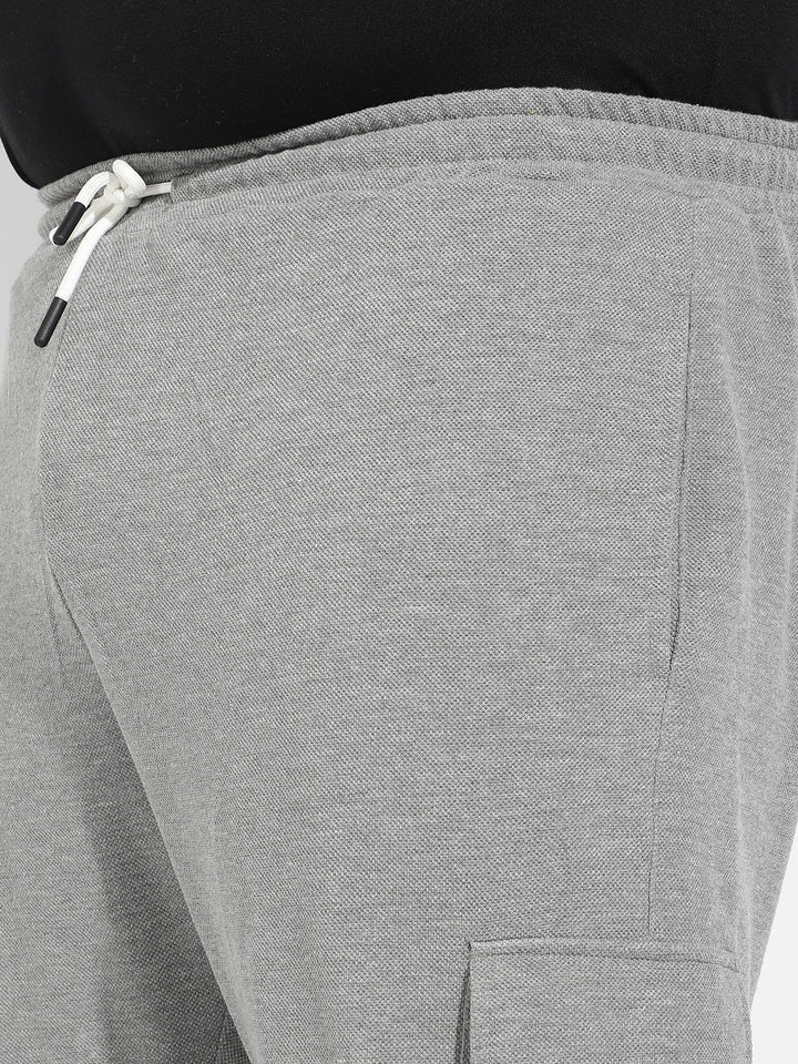 Grey Contrast Striped Cargo Joggers