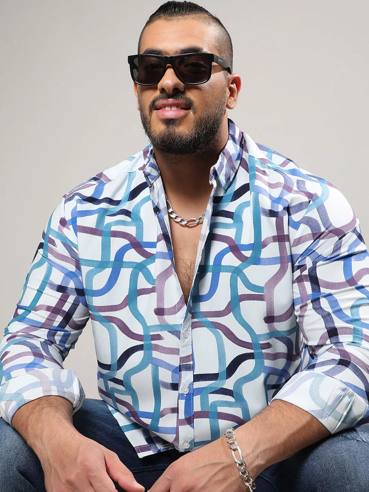 Abstract Print Button Up Shirt
