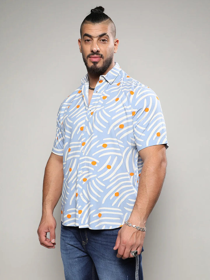 Abstract Print Button Up Shirt