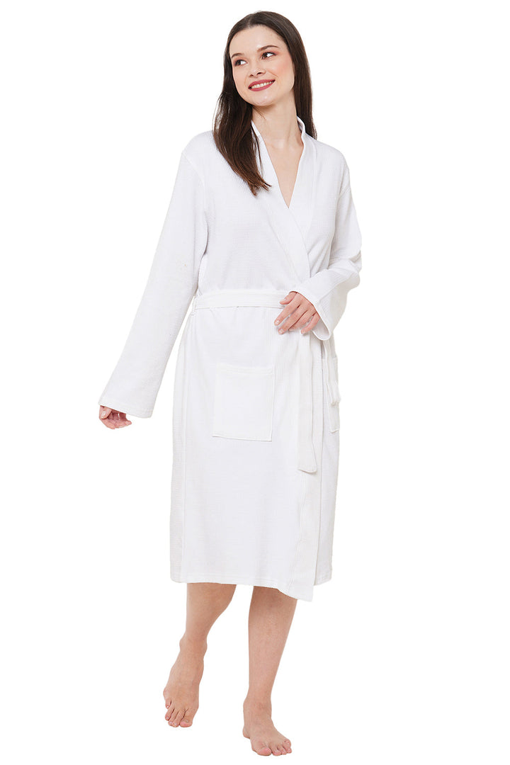 Organic Cotton White Bath Robe_ISL041