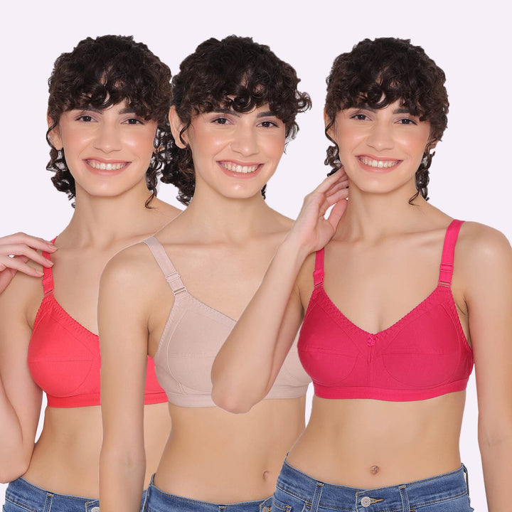 Women's full coverage cotton bra (Pack of 3) -BELLA
