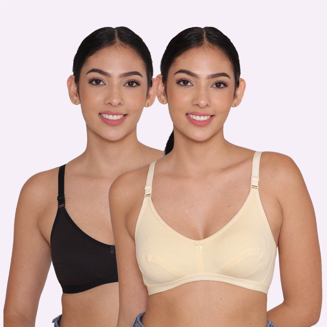 Women's Non Padded Non-Wired Regular Bra-Paris Combo of 2
