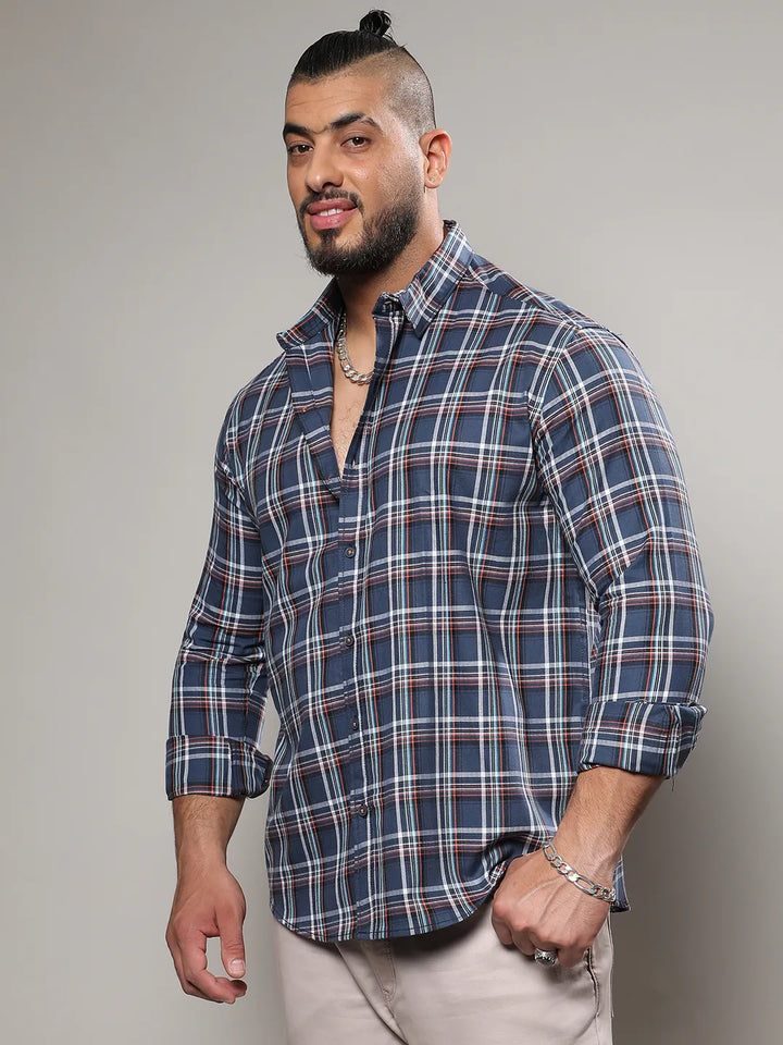 Blue Checkered Casual Shirt
