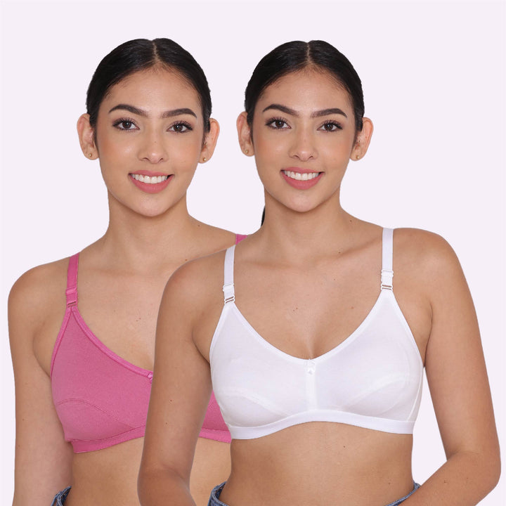 Women's Non Padded Non-Wired Regular Bra-Paris Combo of 2