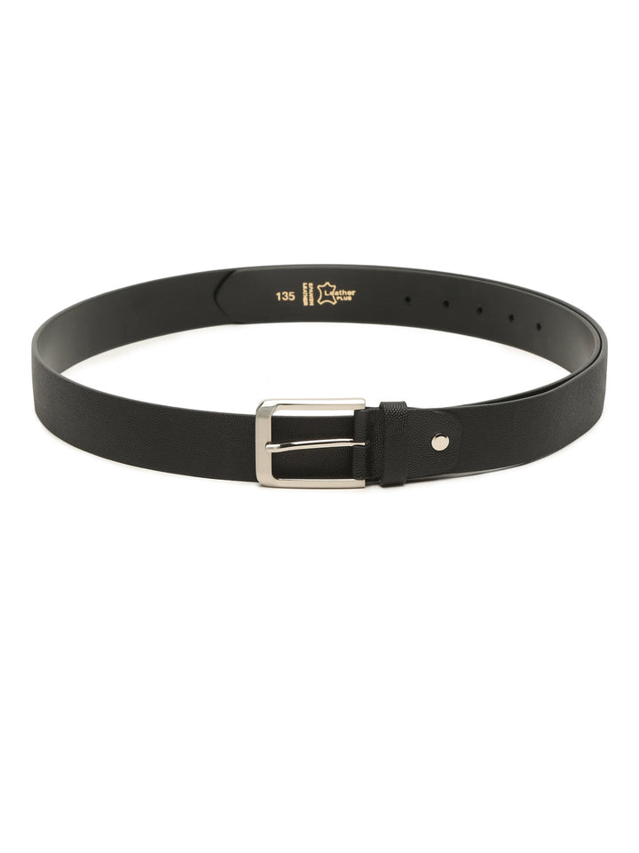 Plus Size Men Black Solid Leather Belt