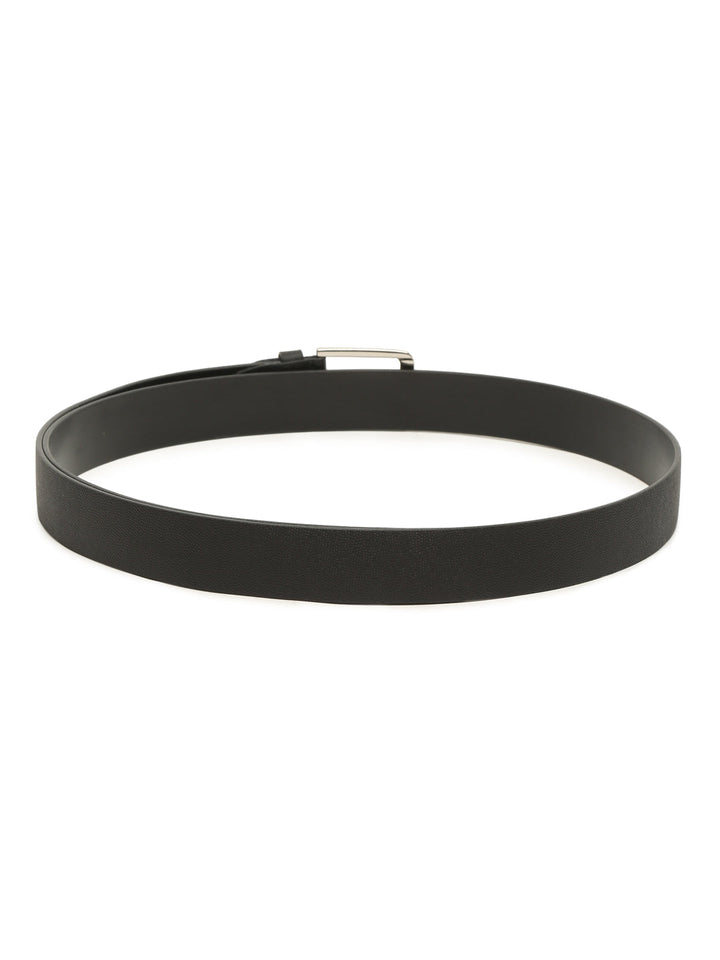 Plus Size Men Black Solid Leather Belt