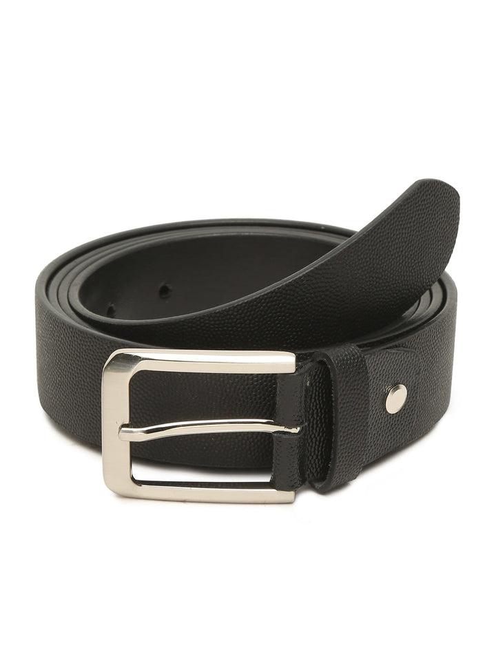 Plus Size Men Black Solid Leather Belt