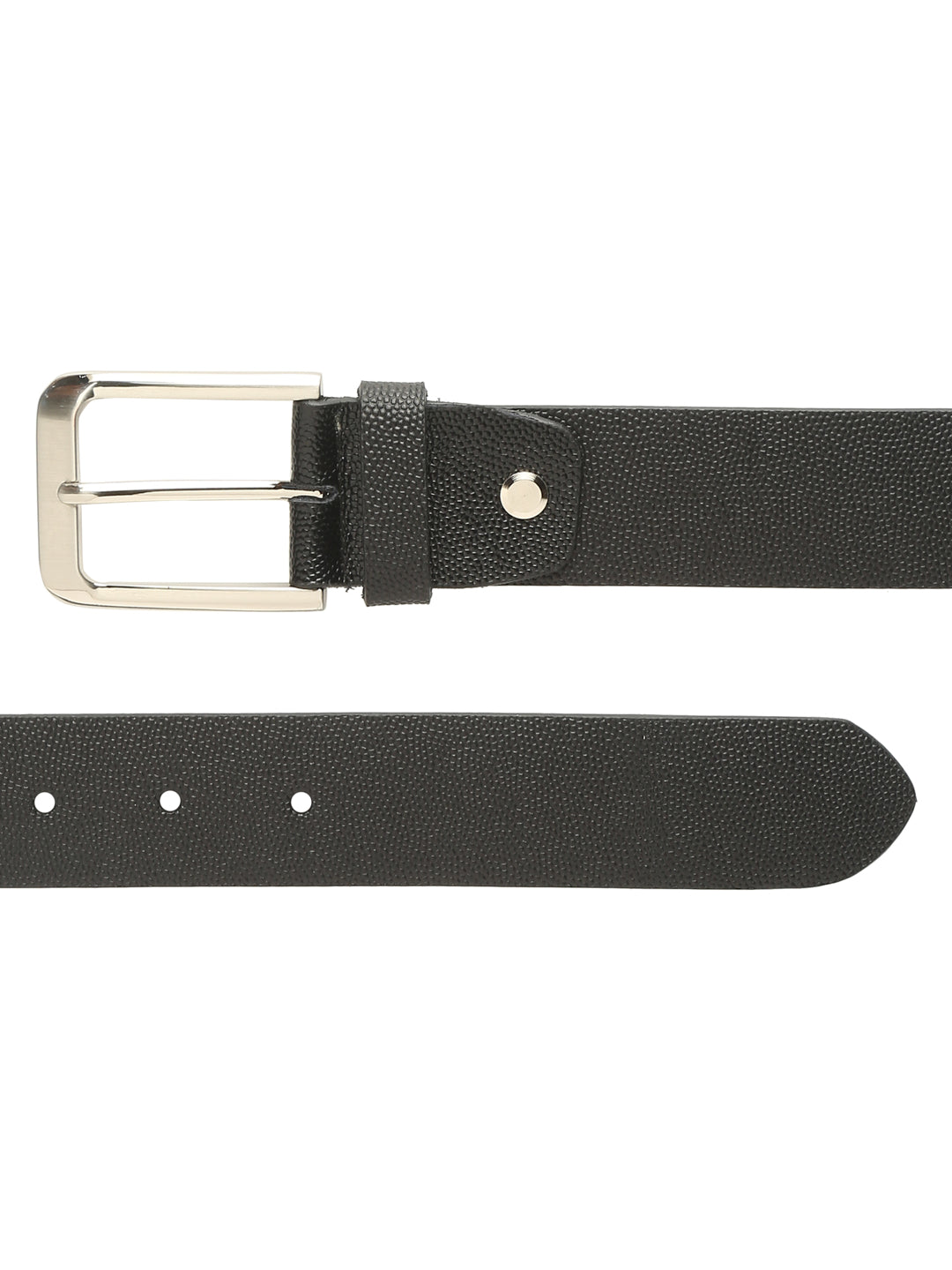 Plus Size Men Black Solid Leather Belt