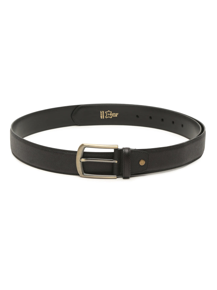 Plus Size Men Black Textured Leather Belt