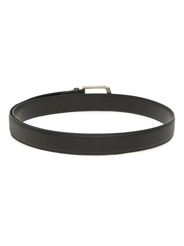 Plus Size Men Black Textured Leather Belt
