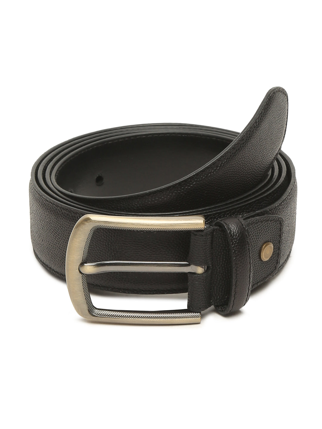 Plus Size Men Black Textured Leather Belt