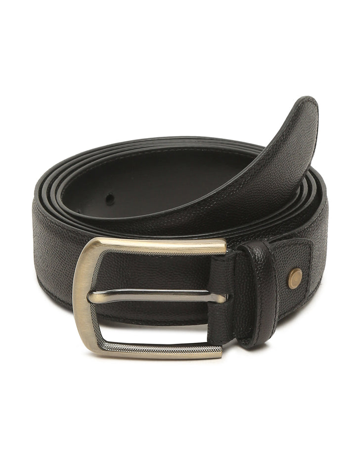 Plus Size Men Black Textured Leather Belt
