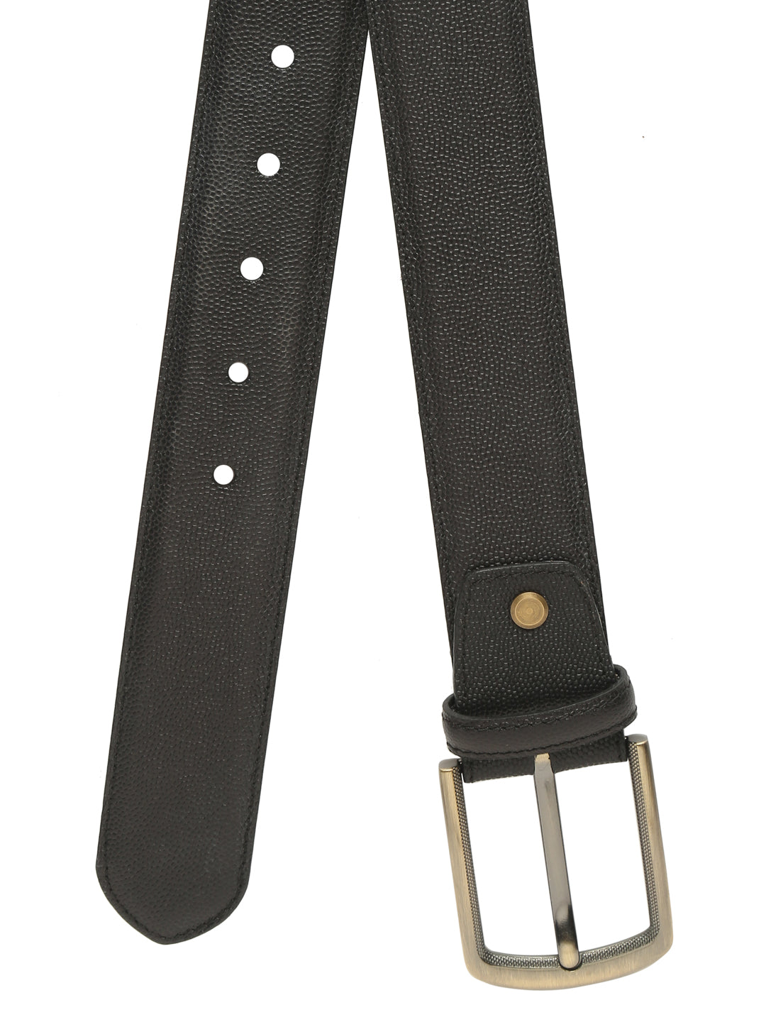 Plus Size Men Black Textured Leather Belt