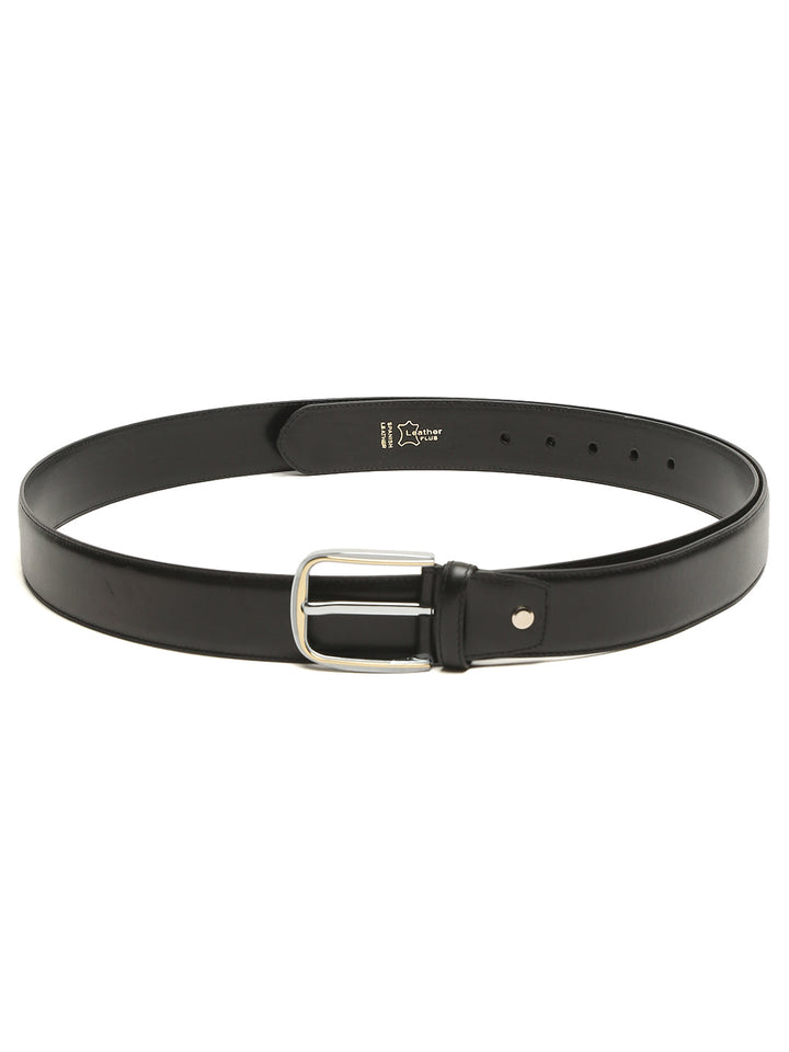 Plus Size Men Black Solid Leather Belt