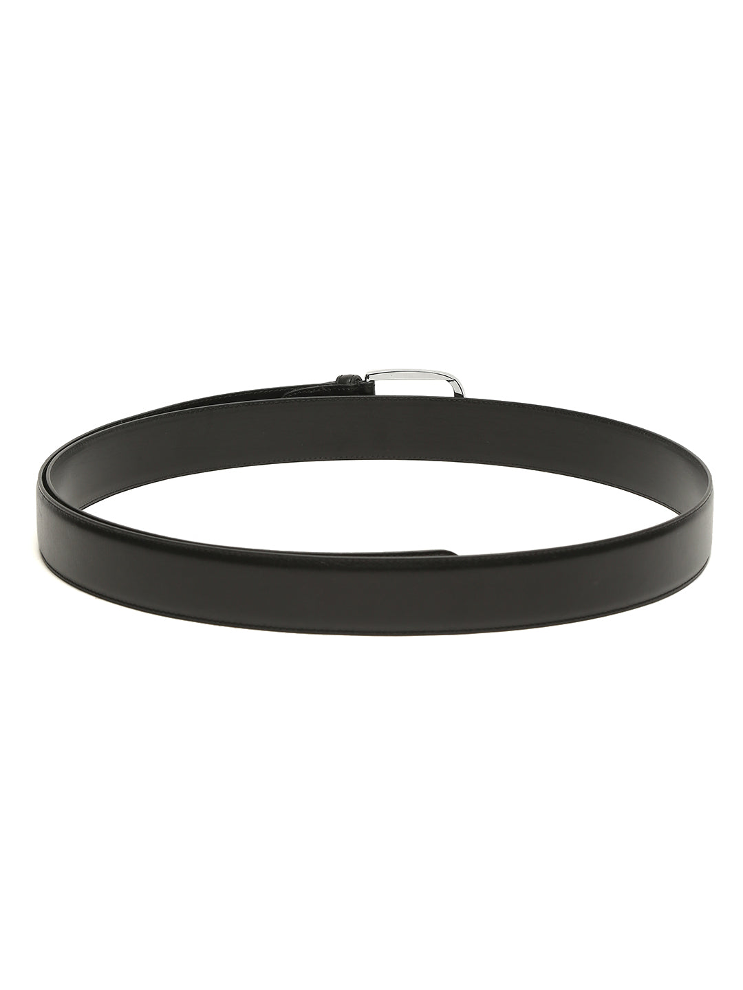 Plus Size Men Black Solid Leather Belt