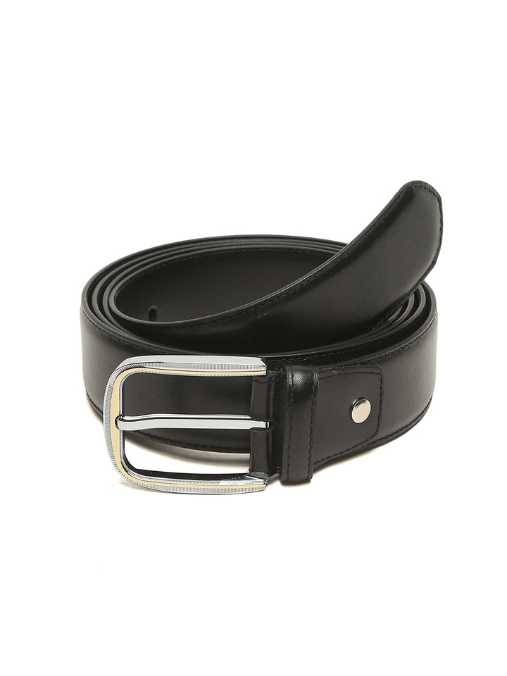 Plus Size Men Black Solid Leather Belt