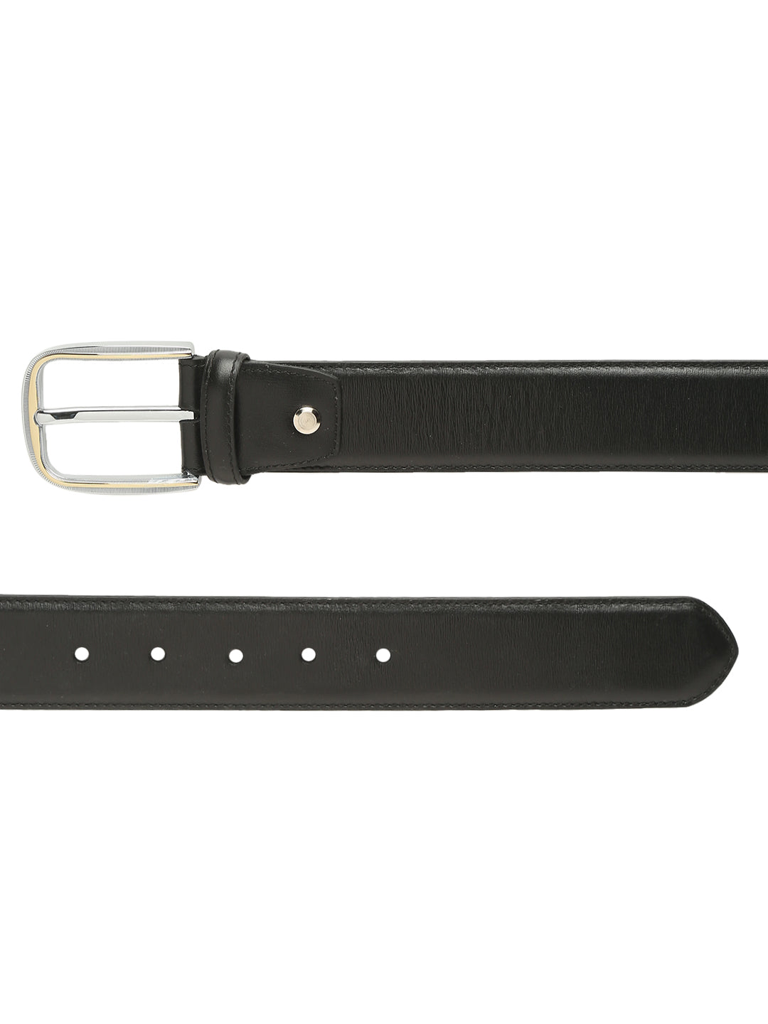 Plus Size Men Black Solid Leather Belt