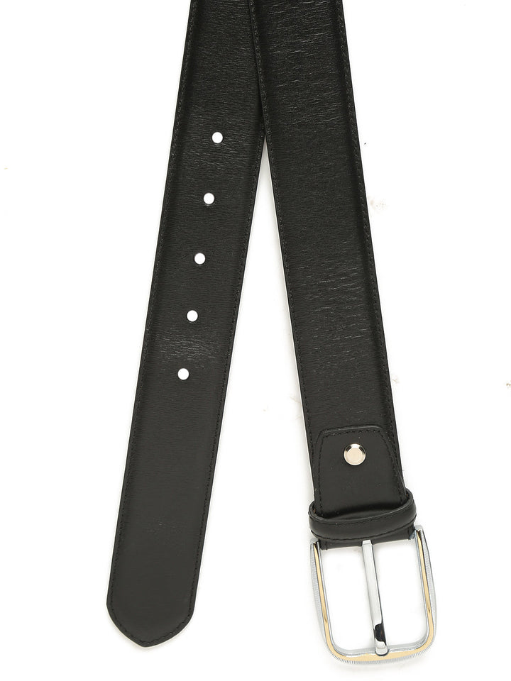 Plus Size Men Black Solid Leather Belt