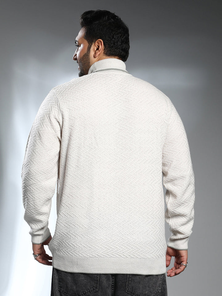 Herringbone Textured Pullover Sweater