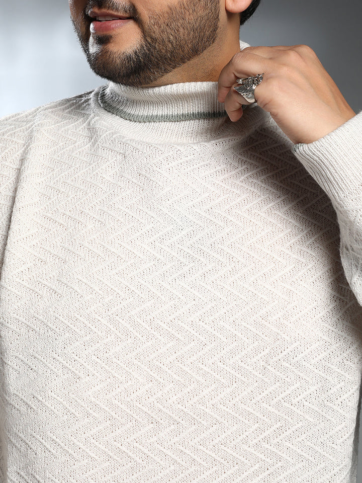 Herringbone Textured Pullover Sweater