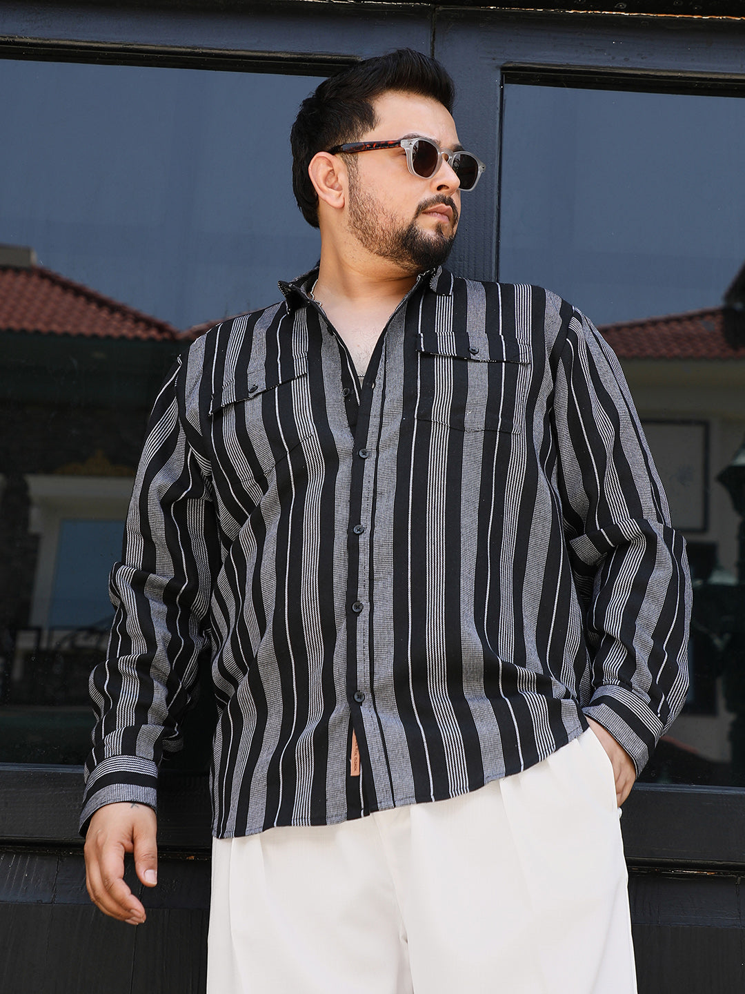 Utility Multitrack-Striped Shirt