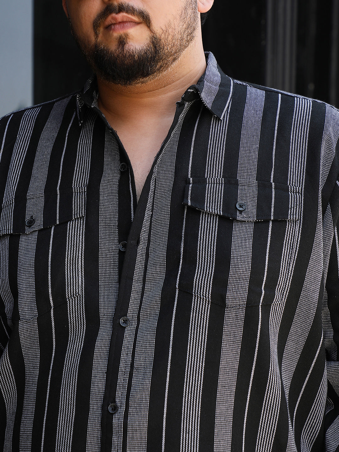 Utility Multitrack-Striped Shirt