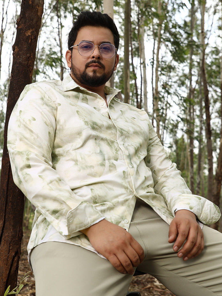 Faded-Waterstrokes Imprint Shirt